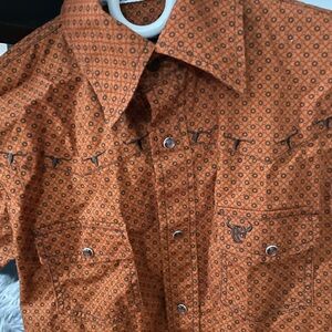 H&M Orange Printed Western-Inspired Shirt